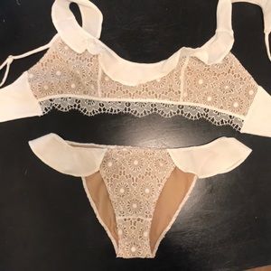 For Love & Lemons white lace bikini